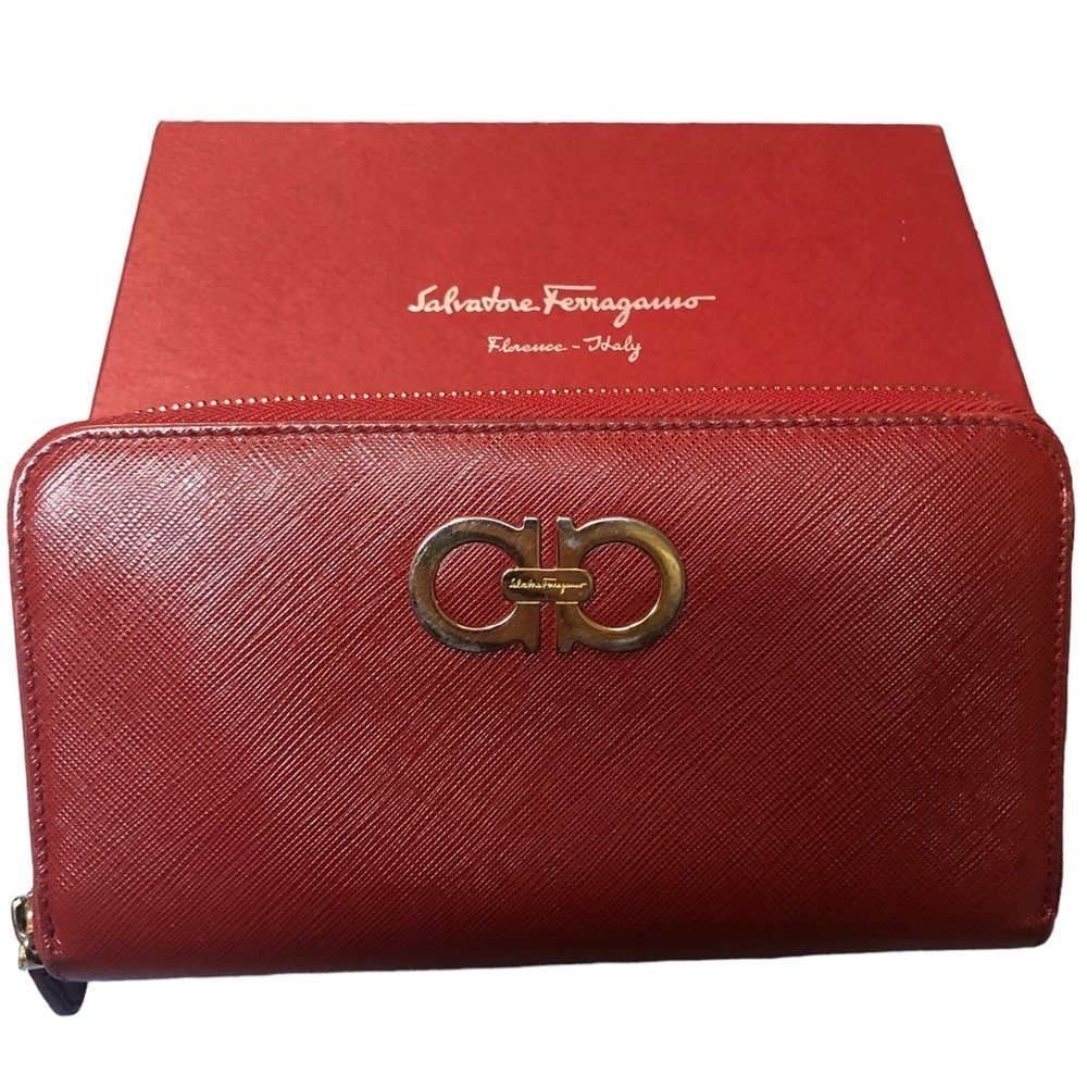 Salvatore Ferragamo Long Leather Continental Wallet, Red